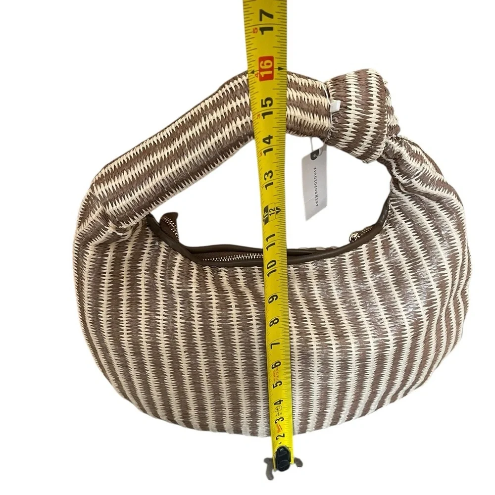 Anthropologie Melie Bianco The Brigitte Satchel‎ Raffia Edition in Tan / Cream